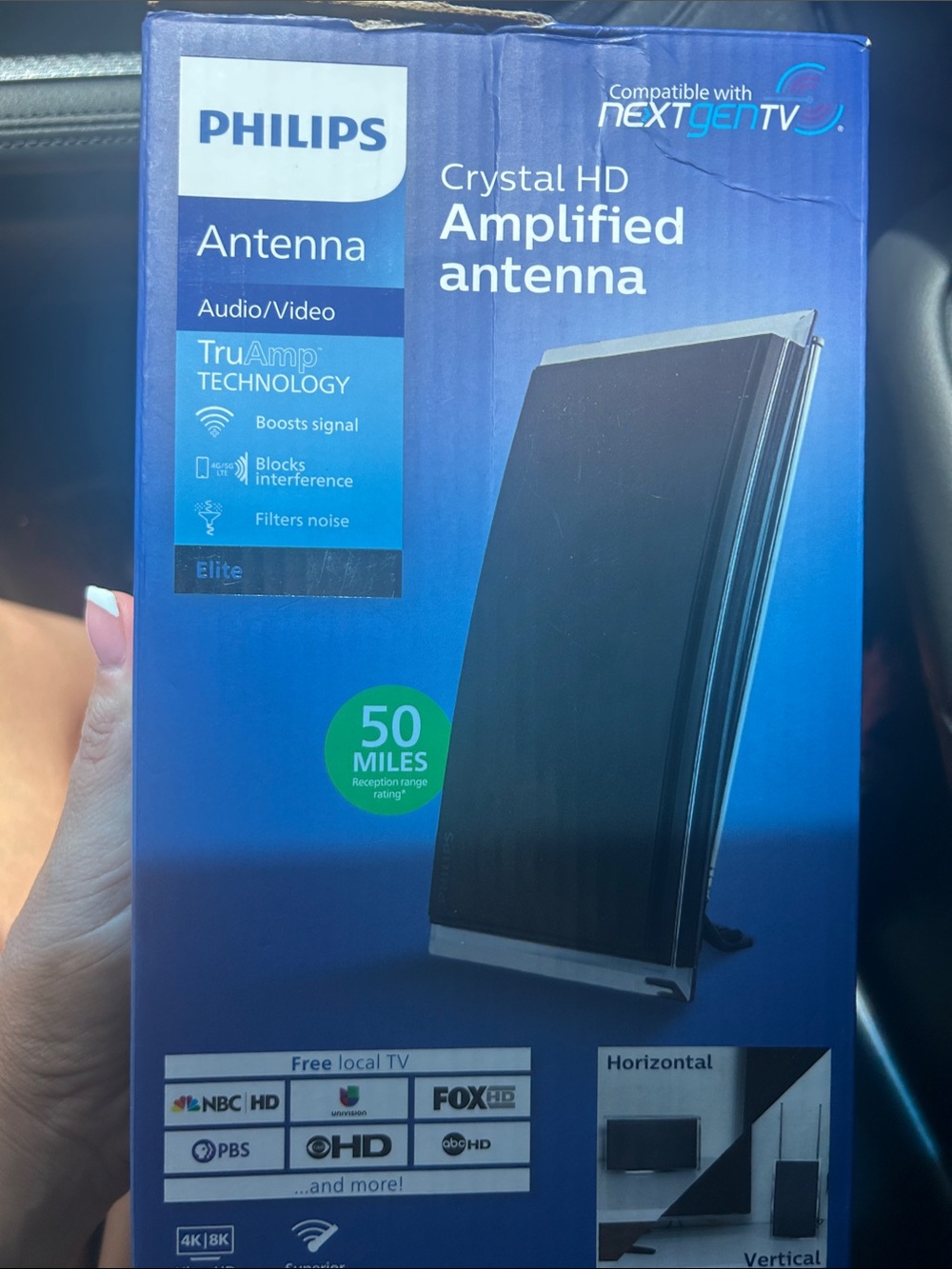 Philips Black and Blue Crystal HD Amplified Antenna